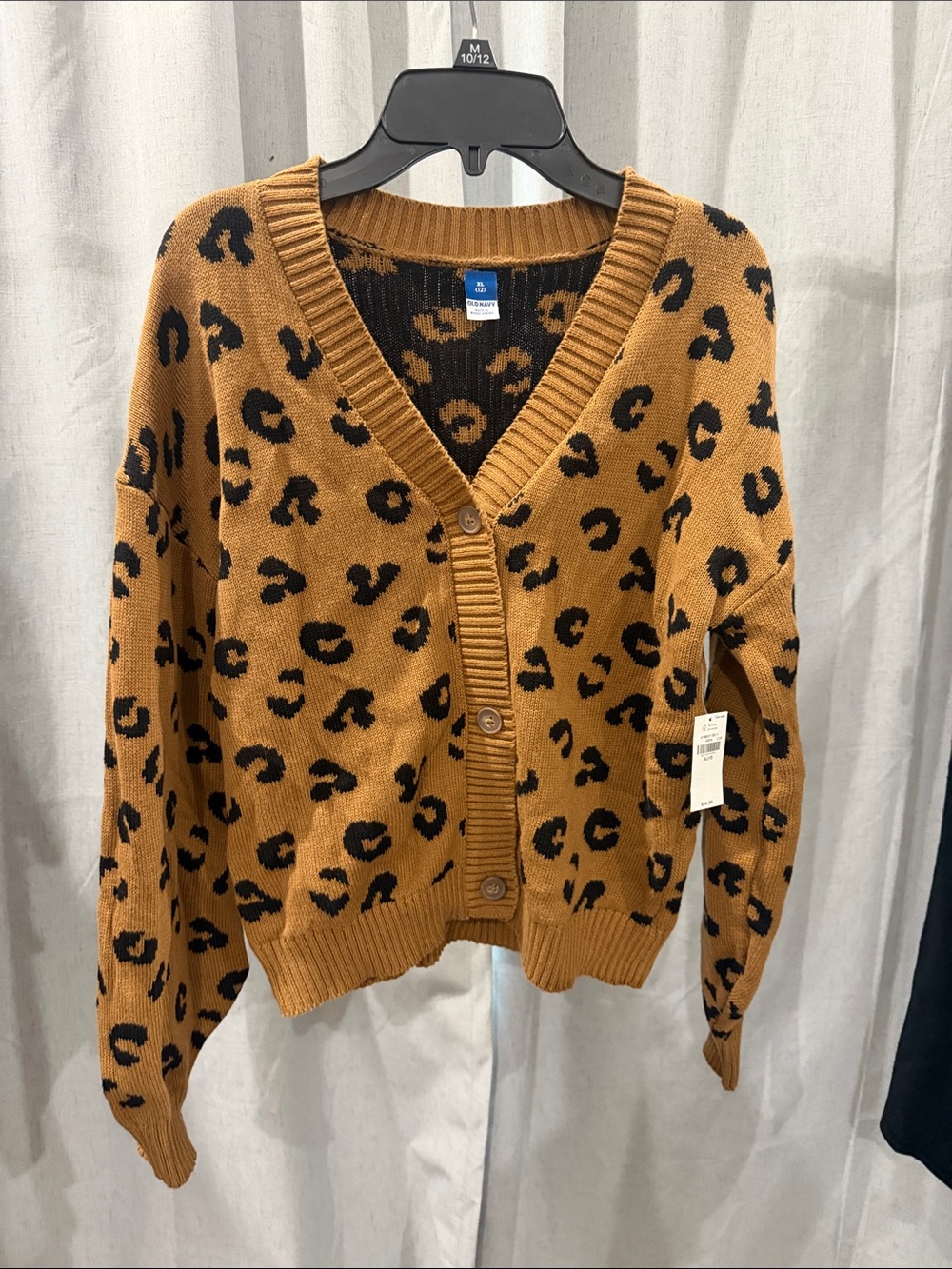 Old Navy Leopard Print V-Neck Cardigan - Mustard & Black